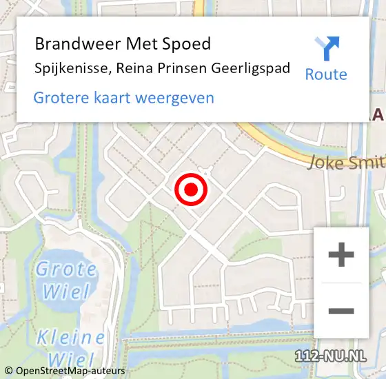 Locatie op kaart van de 112 melding: Brandweer Met Spoed Naar Spijkenisse, Reina Prinsen Geerligspad op 24 april 2021 21:30