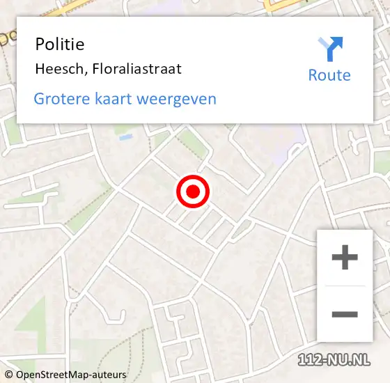 Locatie op kaart van de 112 melding: Politie Heesch, Floraliastraat op 24 april 2021 22:12