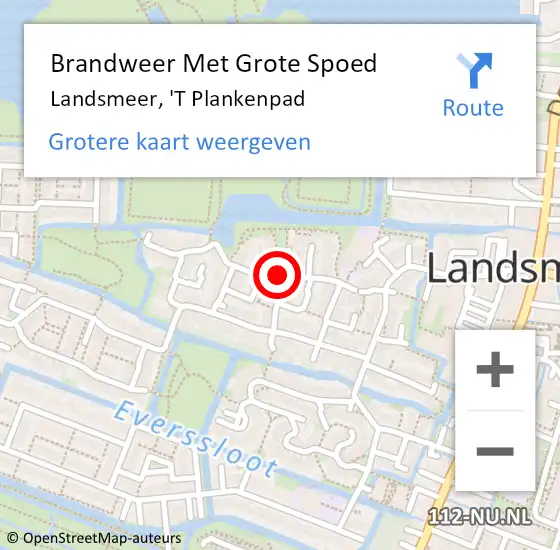 Locatie op kaart van de 112 melding: Brandweer Met Grote Spoed Naar Landsmeer, 'T Plankenpad op 24 april 2021 22:14