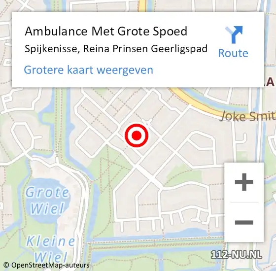Locatie op kaart van de 112 melding: Ambulance Met Grote Spoed Naar Spijkenisse, Reina Prinsen Geerligspad op 24 april 2021 22:57