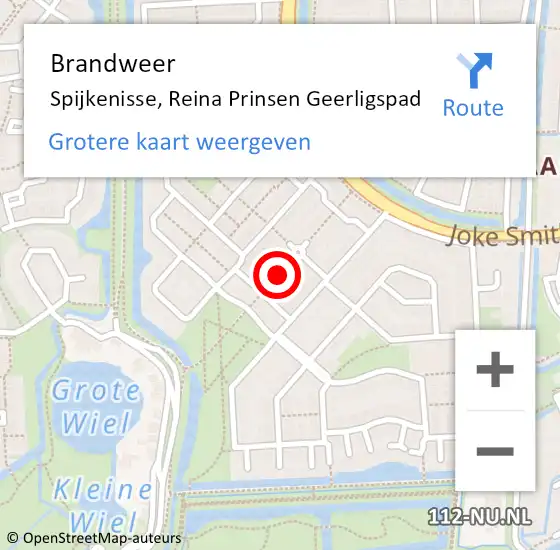 Locatie op kaart van de 112 melding: Brandweer Spijkenisse, Reina Prinsen Geerligspad op 24 april 2021 22:59