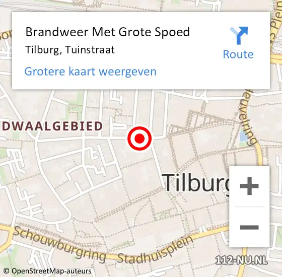 Locatie op kaart van de 112 melding: Brandweer Met Grote Spoed Naar Tilburg, Tuinstraat op 24 april 2021 23:21