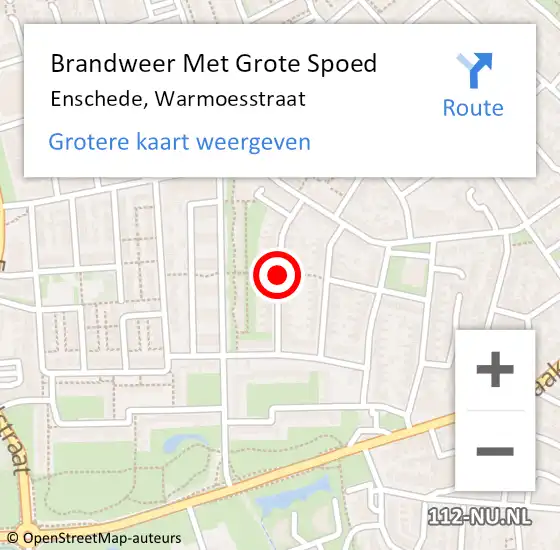 Locatie op kaart van de 112 melding: Brandweer Met Grote Spoed Naar Enschede, Warmoesstraat op 24 april 2021 23:59