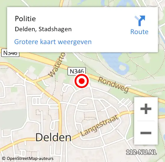 Locatie op kaart van de 112 melding: Politie Delden, Stadshagen op 25 april 2021 01:02