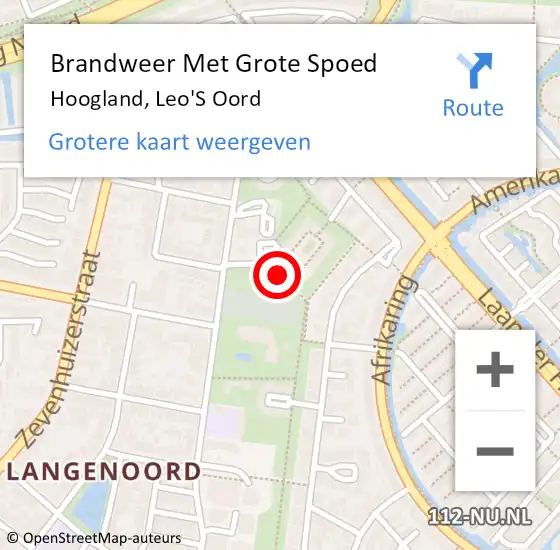 Locatie op kaart van de 112 melding: Brandweer Met Grote Spoed Naar Hoogland, Leo'S Oord op 25 april 2021 01:45