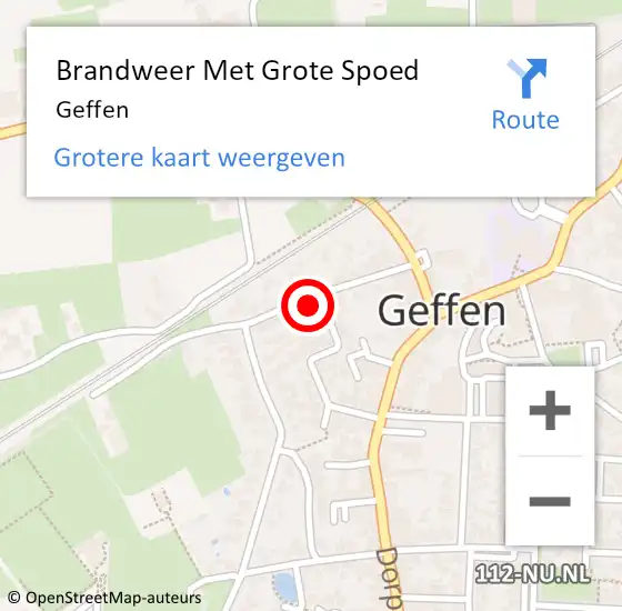 Locatie op kaart van de 112 melding: Brandweer Met Grote Spoed Naar Geffen op 25 april 2021 05:22