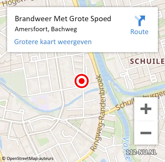 Locatie op kaart van de 112 melding: Brandweer Met Grote Spoed Naar Amersfoort, Bachweg op 25 april 2021 07:50