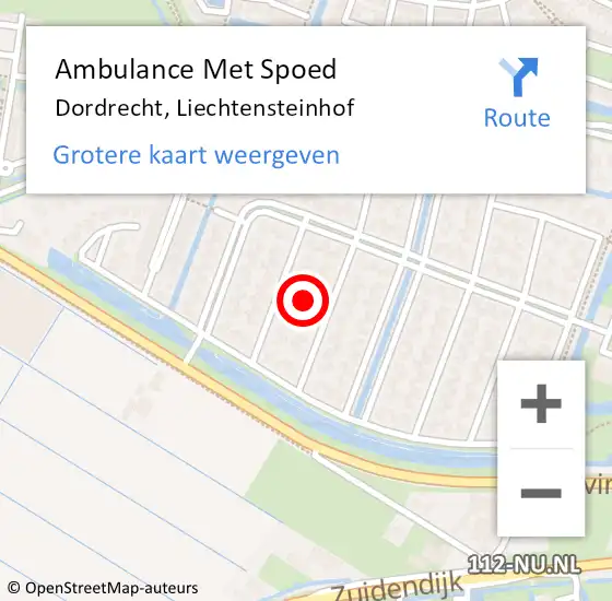 Locatie op kaart van de 112 melding: Ambulance Met Spoed Naar Dordrecht, Liechtensteinhof op 25 april 2021 09:06