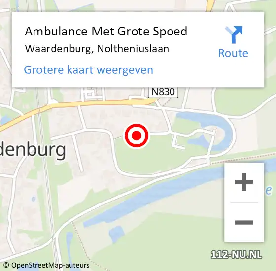 Locatie op kaart van de 112 melding: Ambulance Met Grote Spoed Naar Waardenburg, Noltheniuslaan op 25 april 2021 11:23