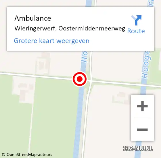 Locatie op kaart van de 112 melding: Ambulance Wieringerwerf, Oostermiddenmeerweg op 25 april 2021 11:51