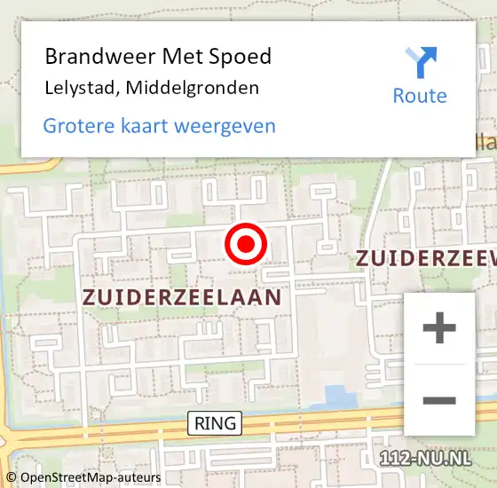 Locatie op kaart van de 112 melding: Brandweer Met Spoed Naar Lelystad, Middelgronden op 25 april 2021 14:46