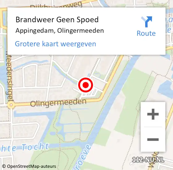 Locatie op kaart van de 112 melding: Brandweer Geen Spoed Naar Appingedam, Olingermeeden op 25 april 2021 14:55