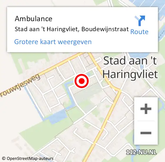 Locatie op kaart van de 112 melding: Ambulance Stad aan 't Haringvliet, Boudewijnstraat op 25 april 2021 14:59