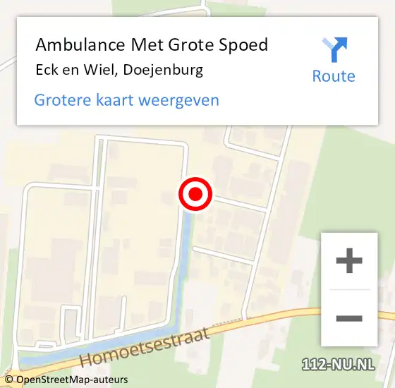 Locatie op kaart van de 112 melding: Ambulance Met Grote Spoed Naar Eck en Wiel, Doejenburg op 25 april 2021 16:10