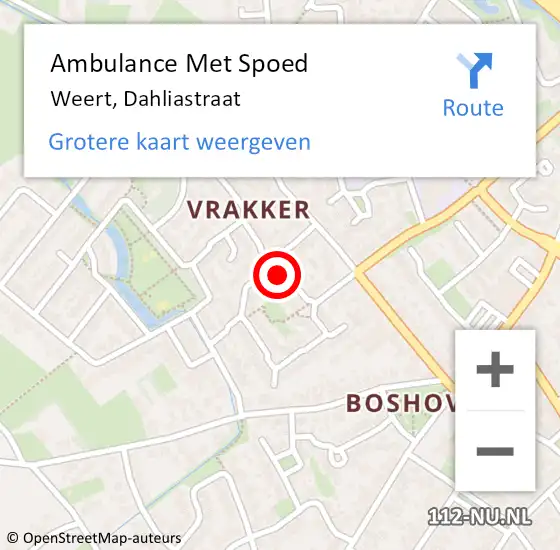 Locatie op kaart van de 112 melding: Ambulance Met Spoed Naar Weert, Dahliastraat op 25 april 2021 17:29