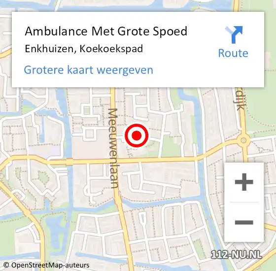 Locatie op kaart van de 112 melding: Ambulance Met Grote Spoed Naar Enkhuizen, Koekoekspad op 25 april 2021 18:12