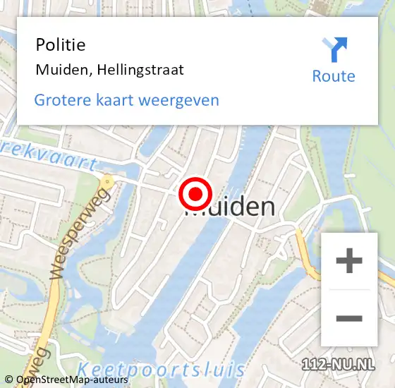 Locatie op kaart van de 112 melding: Politie Muiden, Hellingstraat op 25 april 2021 18:32