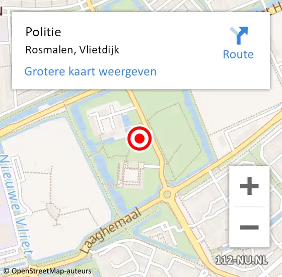 Locatie op kaart van de 112 melding: Politie Rosmalen, Vlietdijk op 25 april 2021 19:53