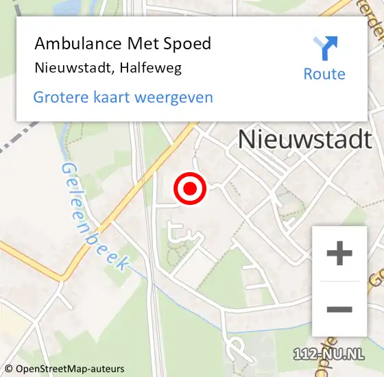 Locatie op kaart van de 112 melding: Ambulance Met Spoed Naar Nieuwstadt, Halfeweg op 8 juni 2014 21:51