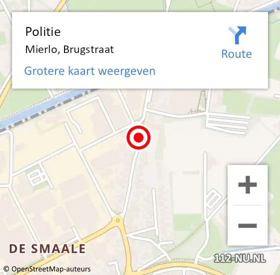Locatie op kaart van de 112 melding: Politie Mierlo, Brugstraat op 25 april 2021 20:21