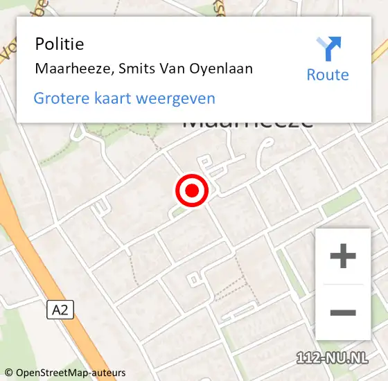 Locatie op kaart van de 112 melding: Politie Maarheeze, Smits Van Oyenlaan op 25 april 2021 20:36