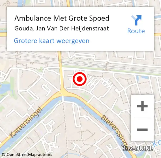 Locatie op kaart van de 112 melding: Ambulance Met Grote Spoed Naar Gouda, Jan Van Der Heijdenstraat op 25 april 2021 21:00