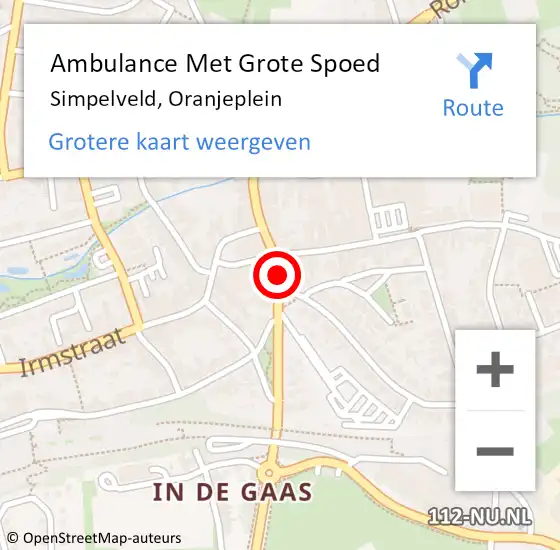 Locatie op kaart van de 112 melding: Ambulance Met Grote Spoed Naar Simpelveld, Oranjeplein op 8 juni 2014 22:12