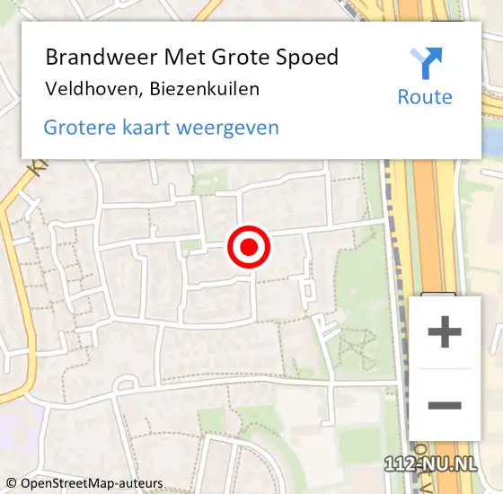 Locatie op kaart van de 112 melding: Brandweer Met Grote Spoed Naar Veldhoven, Biezenkuilen op 26 april 2021 00:26