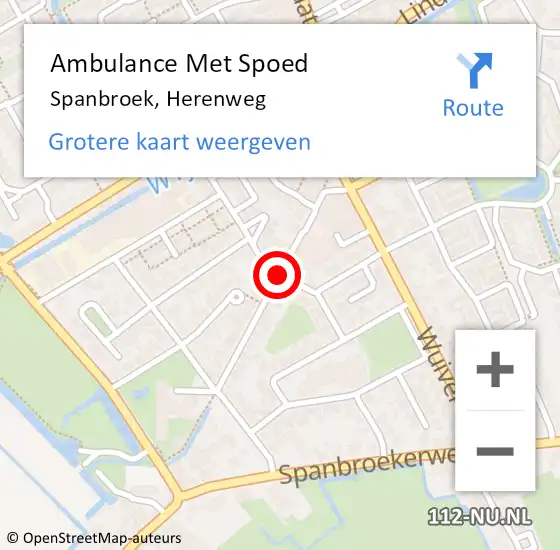 Locatie op kaart van de 112 melding: Ambulance Met Spoed Naar Spanbroek, Herenweg op 26 april 2021 04:41