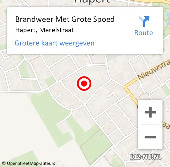 Locatie op kaart van de 112 melding: Brandweer Met Grote Spoed Naar Hapert, Merelstraat op 26 april 2021 04:41