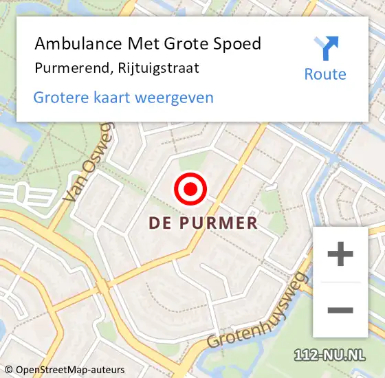 Locatie op kaart van de 112 melding: Ambulance Met Grote Spoed Naar Purmerend, Rijtuigstraat op 26 april 2021 04:58