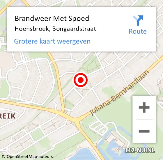 Locatie op kaart van de 112 melding: Brandweer Met Spoed Naar Hoensbroek, Bongaardstraat op 26 april 2021 05:14