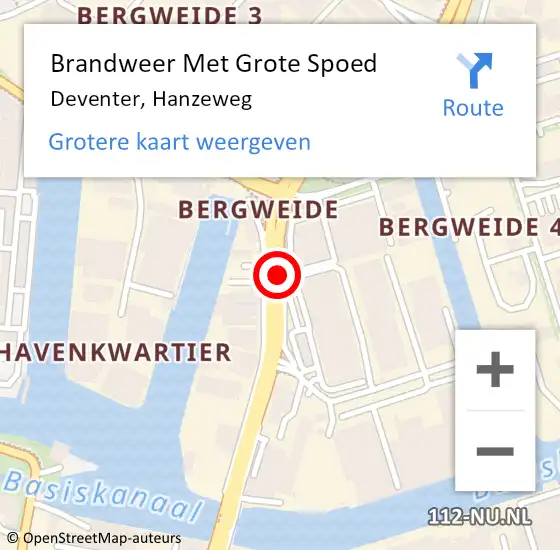 Locatie op kaart van de 112 melding: Brandweer Met Grote Spoed Naar Deventer, Hanzeweg op 26 april 2021 06:22