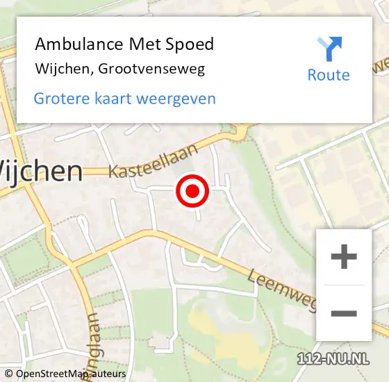 Locatie op kaart van de 112 melding: Ambulance Met Spoed Naar Wijchen, Grootvenseweg op 26 april 2021 07:28