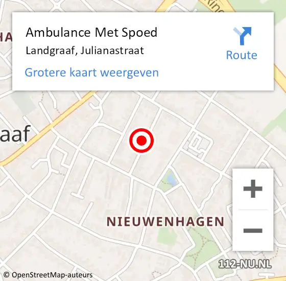 Locatie op kaart van de 112 melding: Ambulance Met Spoed Naar Landgraaf, Julianastraat op 8 juni 2014 22:30