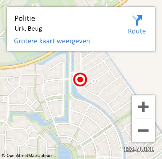 Locatie op kaart van de 112 melding: Politie Urk, Beug op 26 april 2021 07:39