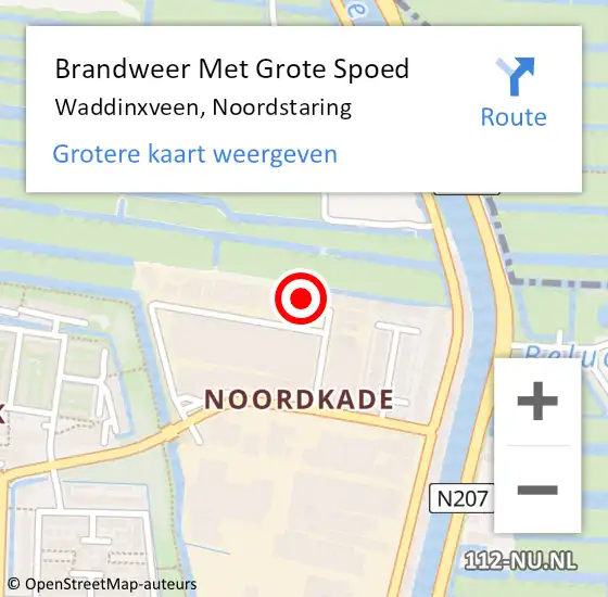 Locatie op kaart van de 112 melding: Brandweer Met Grote Spoed Naar Waddinxveen, Noordstaring op 8 juni 2014 22:32