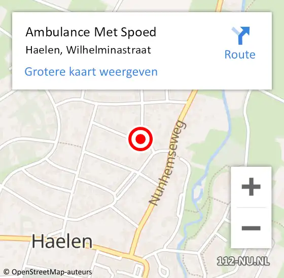 Locatie op kaart van de 112 melding: Ambulance Met Spoed Naar Haelen, Wilhelminastraat op 26 april 2021 09:35