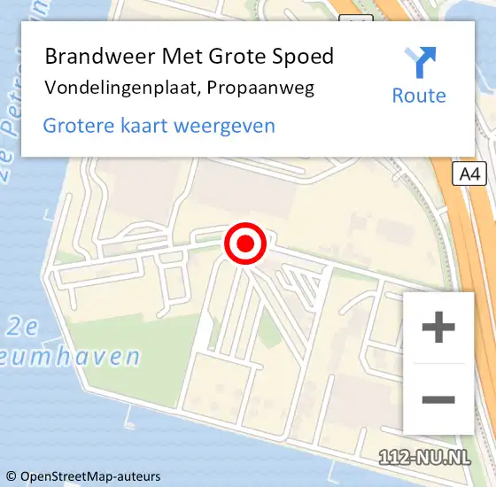 Locatie op kaart van de 112 melding: Brandweer Met Grote Spoed Naar Vondelingenplaat, Propaanweg op 26 april 2021 09:43