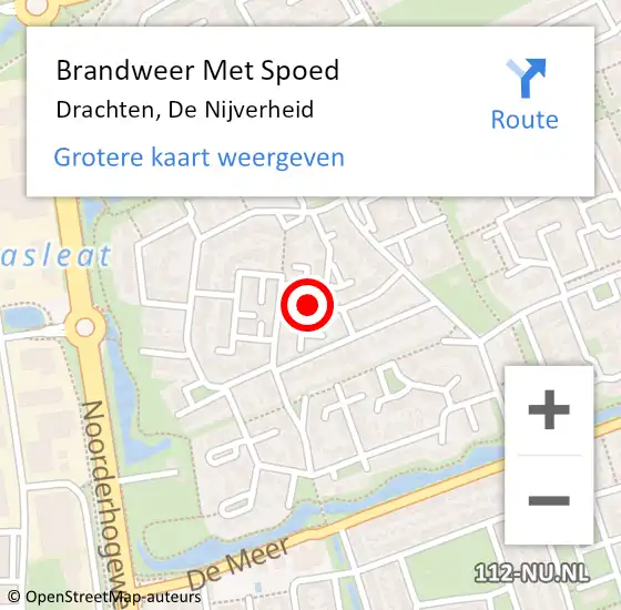 Locatie op kaart van de 112 melding: Brandweer Met Spoed Naar Drachten, De Nijverheid op 26 april 2021 11:06