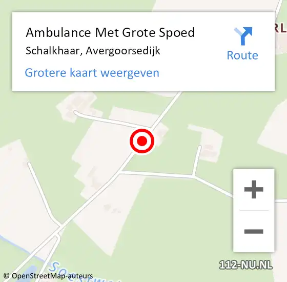 Locatie op kaart van de 112 melding: Ambulance Met Grote Spoed Naar Schalkhaar, Avergoorsedijk op 26 april 2021 11:45