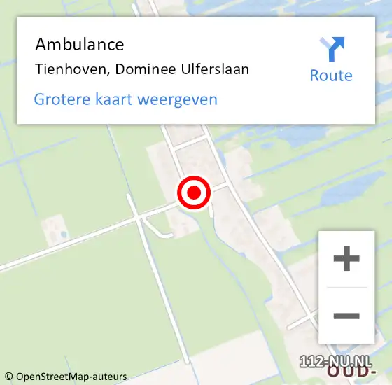 Locatie op kaart van de 112 melding: Ambulance Tienhoven, Dominee Ulferslaan op 8 juni 2014 23:04