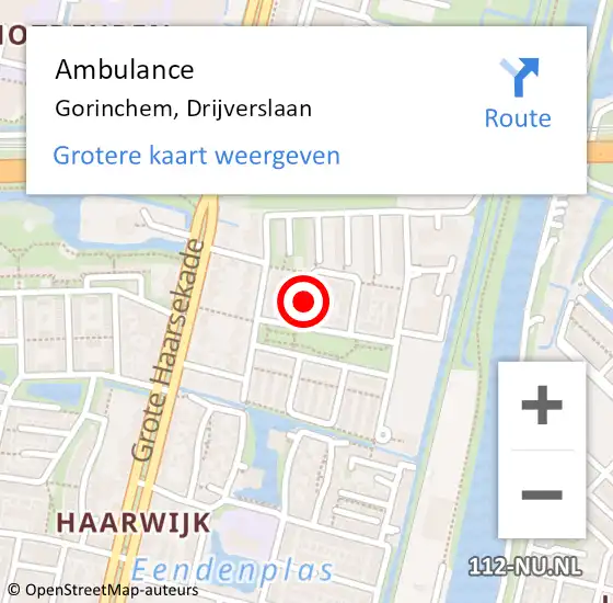 Locatie op kaart van de 112 melding: Ambulance Gorinchem, Drijverslaan op 26 april 2021 12:23