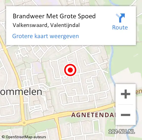 Locatie op kaart van de 112 melding: Brandweer Met Grote Spoed Naar Valkenswaard, Valentijndal op 26 april 2021 12:35