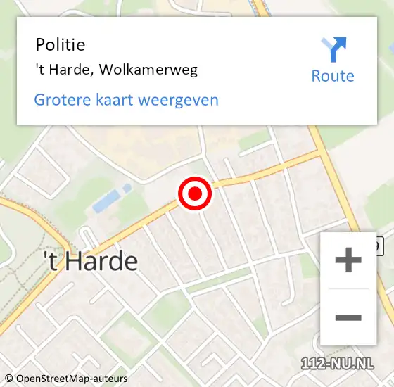 Locatie op kaart van de 112 melding: Politie 't Harde, Wolkamerweg op 26 april 2021 12:49