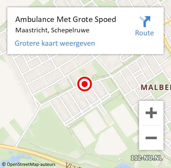 Locatie op kaart van de 112 melding: Ambulance Met Grote Spoed Naar Maastricht, Schepelruwe op 26 april 2021 13:27