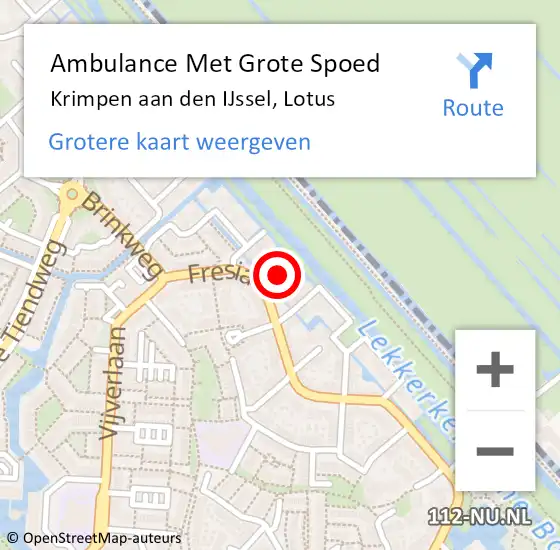 Locatie op kaart van de 112 melding: Ambulance Met Grote Spoed Naar Krimpen aan den IJssel, Lotus op 26 april 2021 13:42