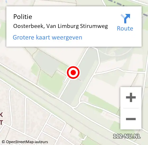 Locatie op kaart van de 112 melding: Politie Oosterbeek, Van Limburg Stirumweg op 26 april 2021 13:56