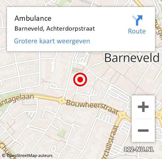 Locatie op kaart van de 112 melding: Ambulance Barneveld, Achterdorpstraat op 26 april 2021 14:02