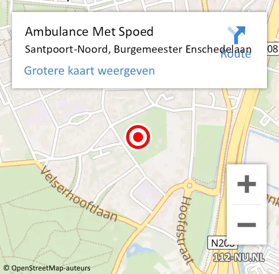 Locatie op kaart van de 112 melding: Ambulance Met Spoed Naar Santpoort-Noord, Burgemeester Enschedelaan op 26 april 2021 14:41